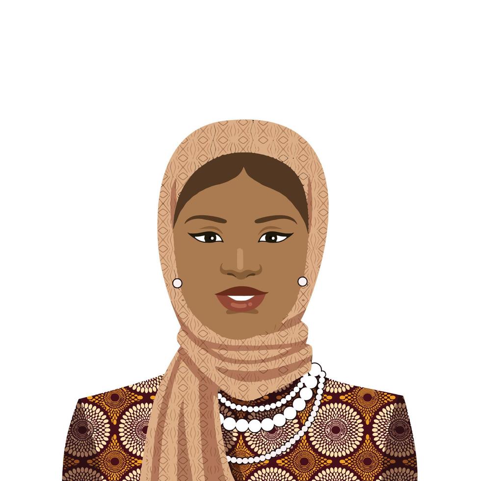 femme africaine portant un hijab vecteur