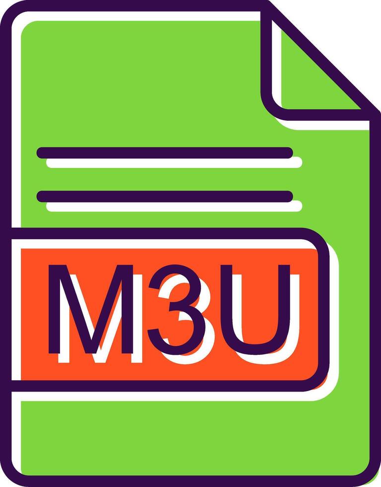 m3u fichier format rempli conception icône vecteur