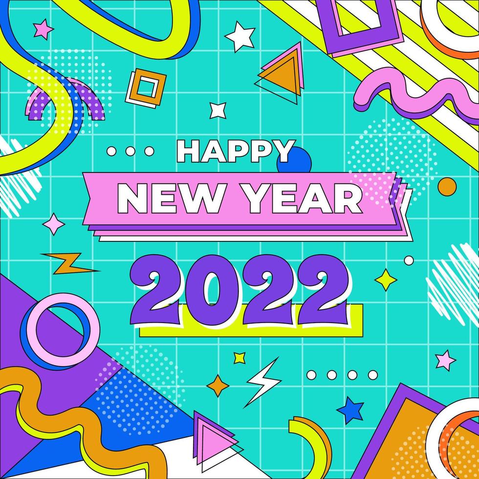 fond de bonne année 2022 avec le style des années 90 vecteur