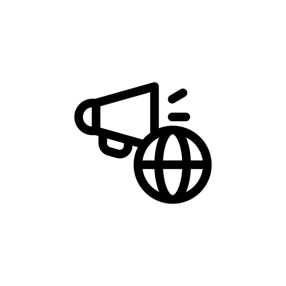 illustration vectorielle de conception d'icône de promotion en ligne avec des annonces de symboles, publicité, mégaphone, globe pour les entreprises de publicité vecteur