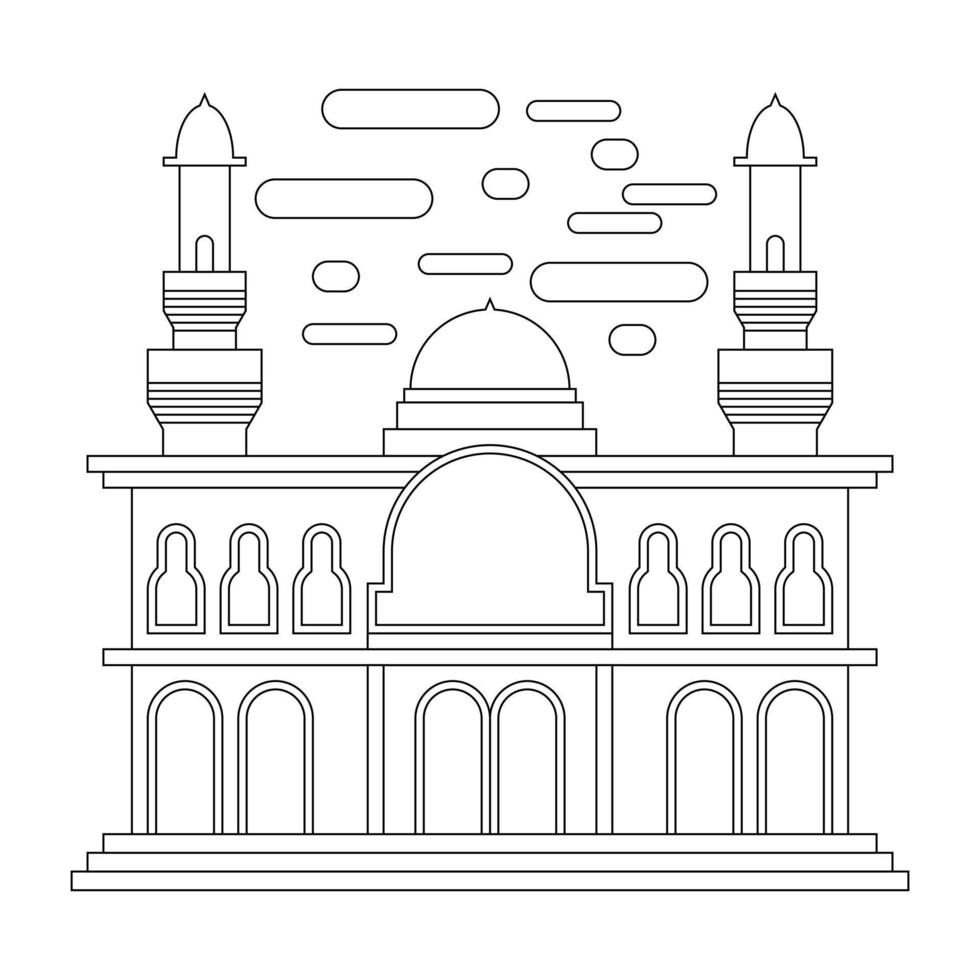 coloriage mosquée pour les enfants vecteur