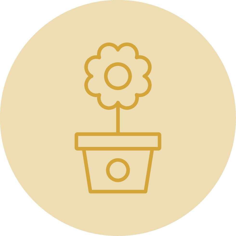 fleur pot ligne Jaune cercle icône vecteur