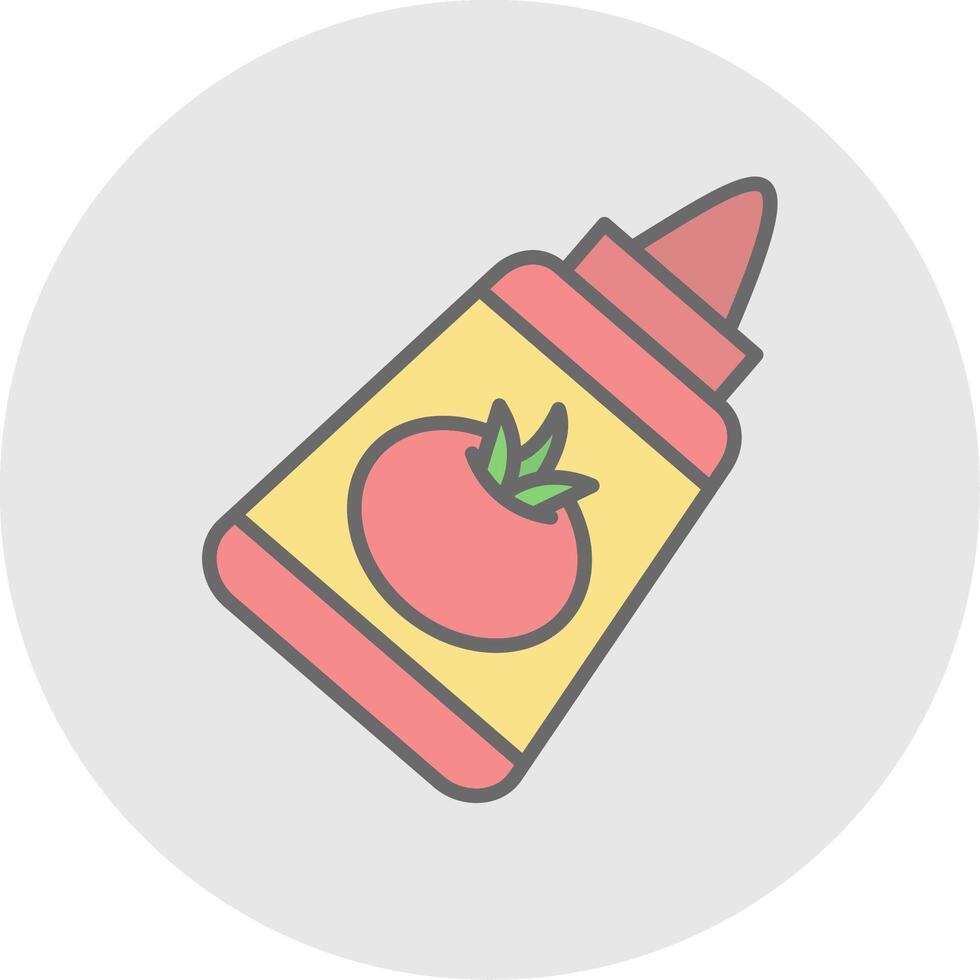 tomate ketchup ligne rempli lumière icône vecteur