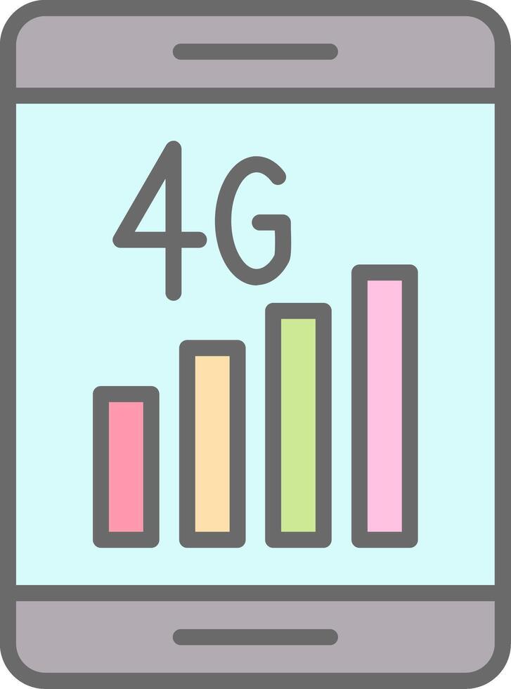 4g ligne rempli lumière icône vecteur