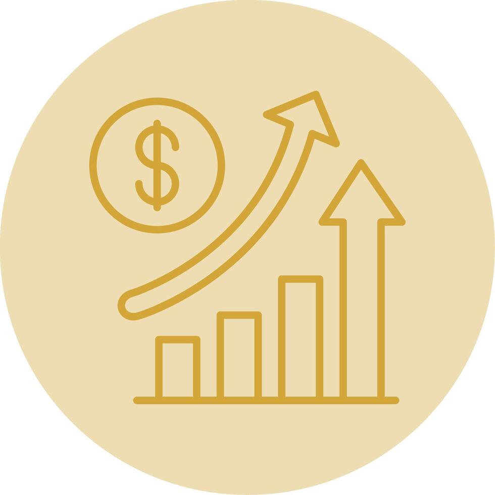 augmenter Ventes ligne Jaune cercle icône vecteur