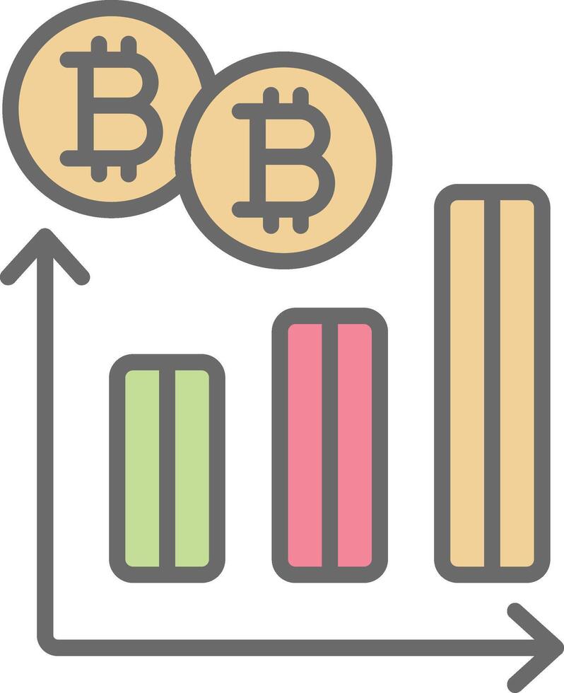 bitcoin graphique ligne rempli lumière icône vecteur