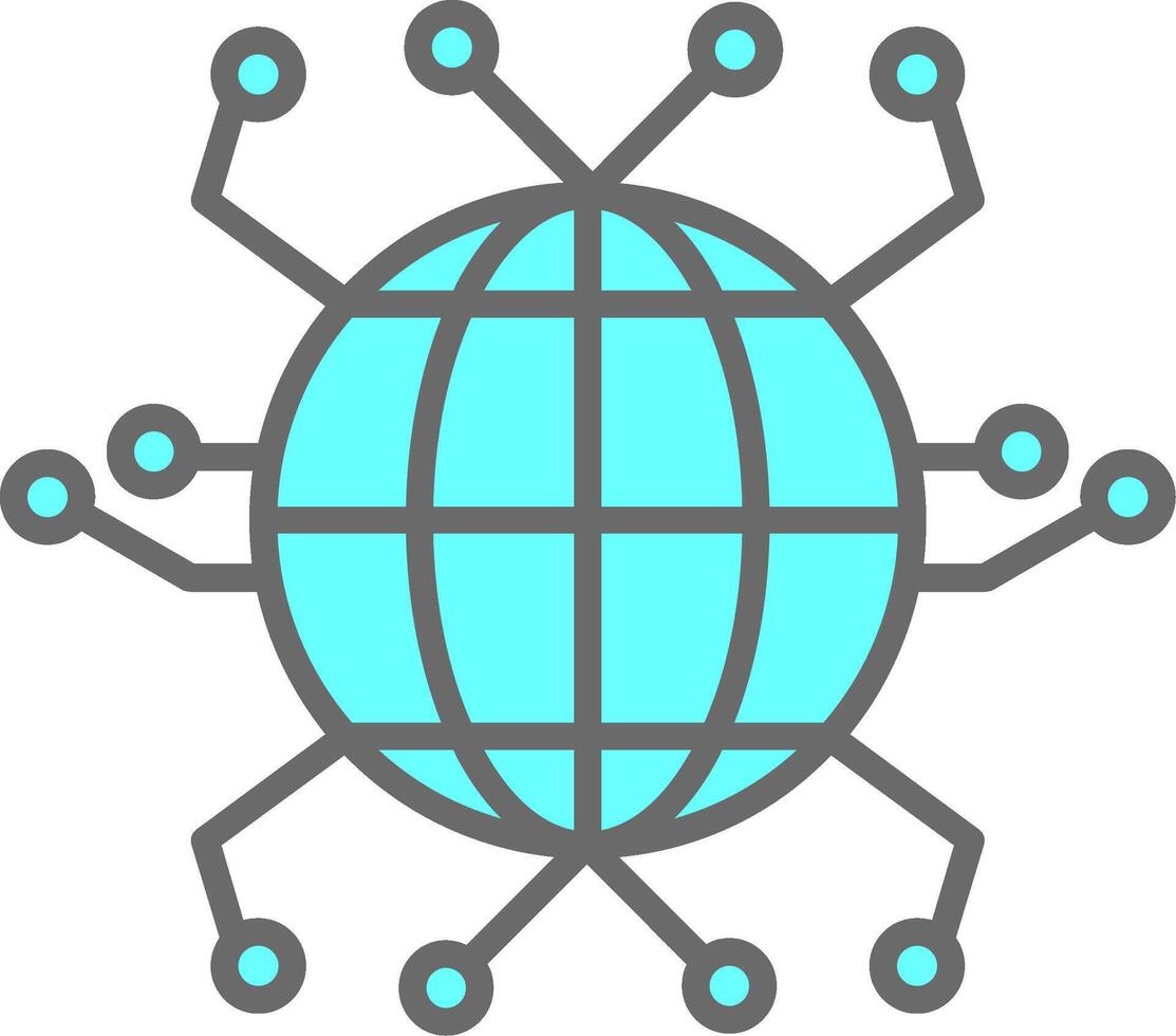 global la mise en réseau ligne rempli lumière icône vecteur