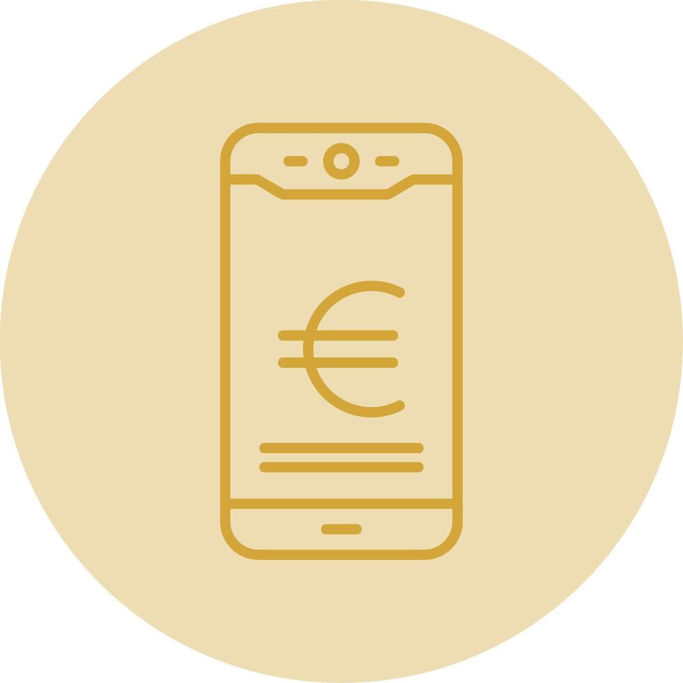 euro mobile Payer ligne Jaune cercle icône vecteur