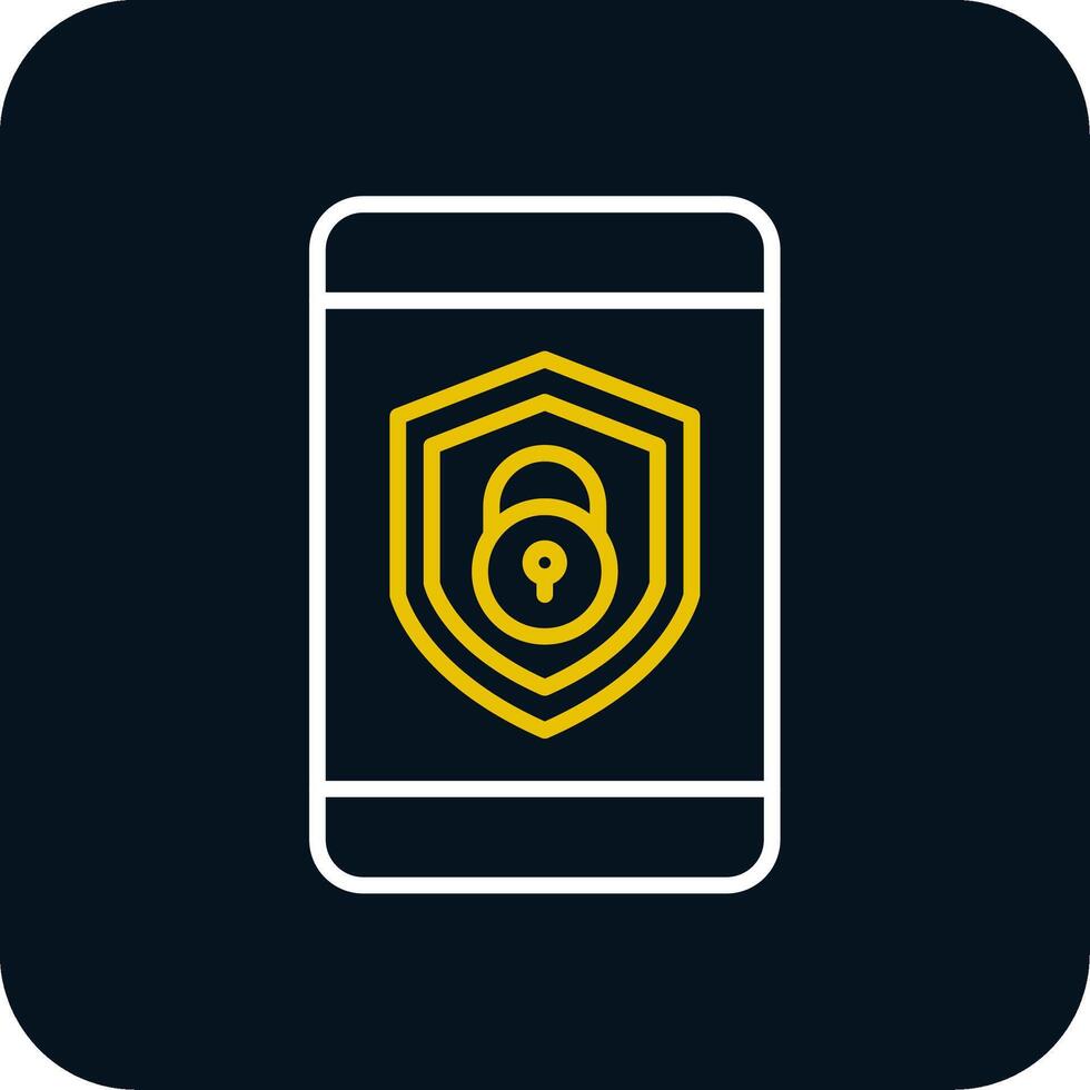 Sécurité mobile fermer à clé ligne Jaune blanc icône vecteur