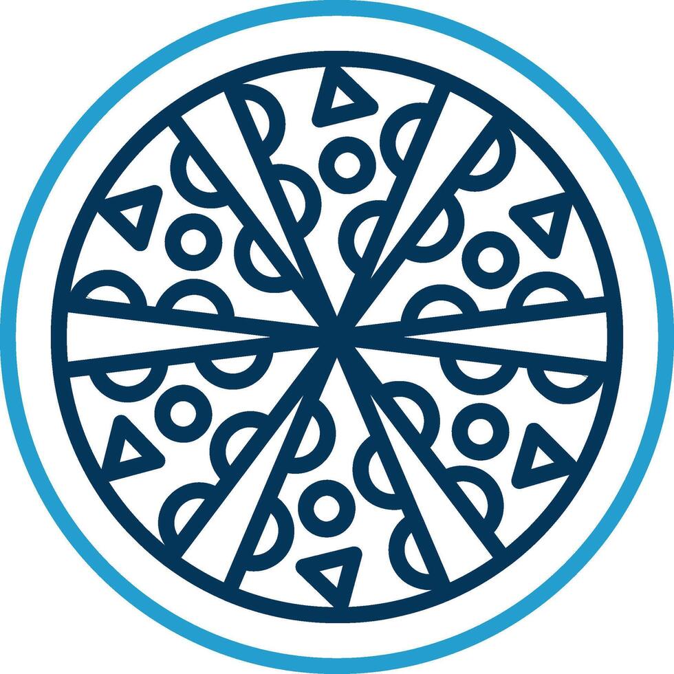 Pizza ligne bleu deux Couleur icône vecteur