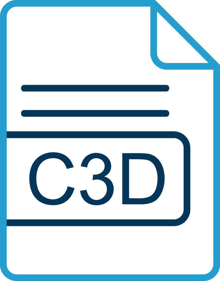 c3d fichier format ligne bleu deux Couleur icône vecteur