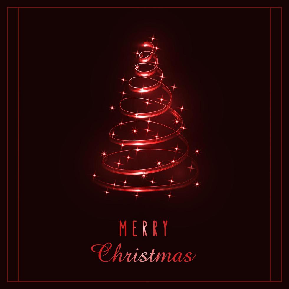 arbre de Noël magique rougeoyant. lumières merveilleuses scintillantes rouges. joyeux noël et bonne année 2022. illustration vectorielle. vecteur