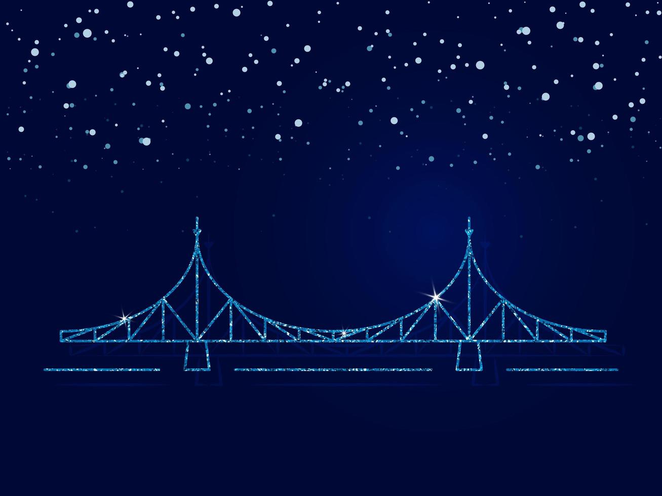 tver est la ville de la russie. le vieux pont est le principal symbole de la ville. illustration vectorielle. fond bleu foncé avec des flocons de neige. vecteur