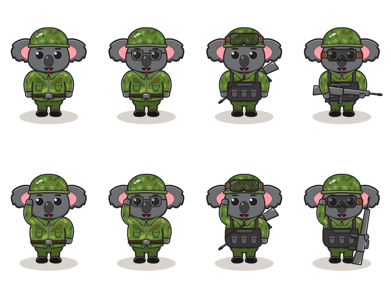 dessin animé mignon de l'armée de koala vecteur