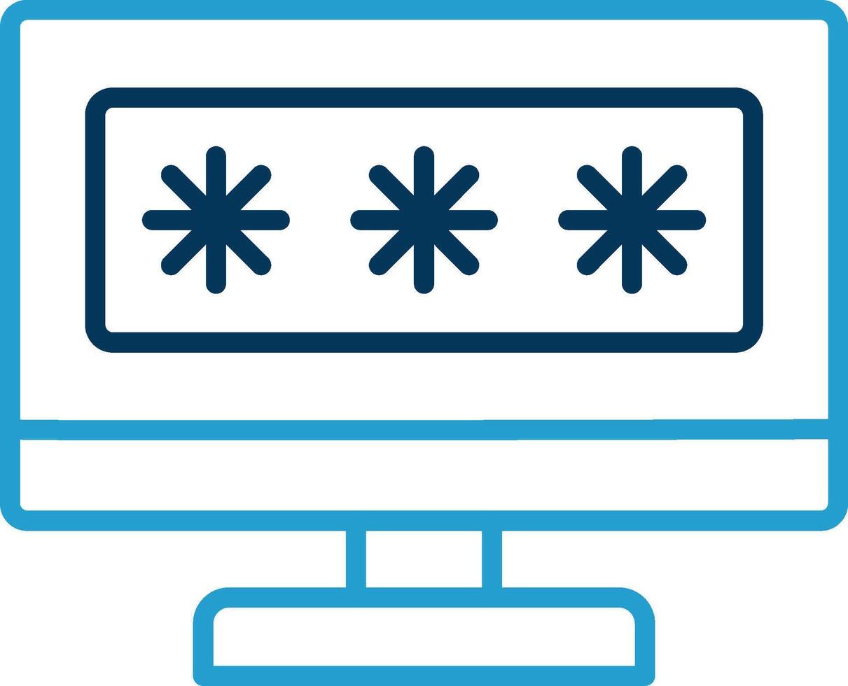 Sécurité ordinateur mot de passe ligne bleu deux Couleur icône vecteur