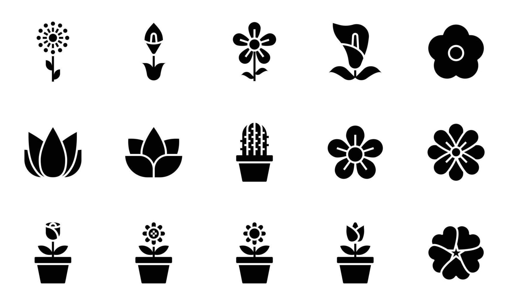 fleur icônes vector illustrateur, floral, rose, cactus