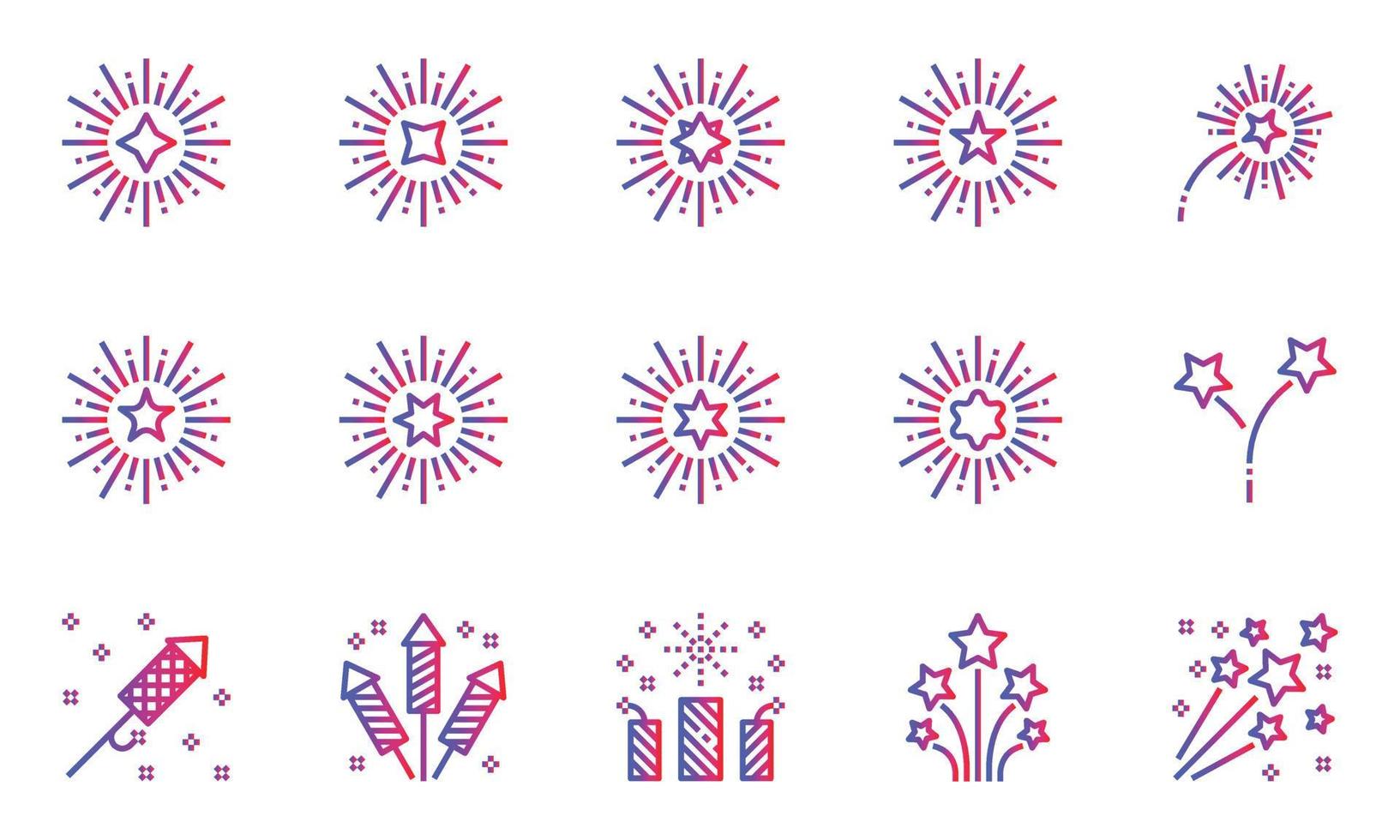 icônes de feux d'artifice illustration vectorielle, célébration, éclat, fête vecteur
