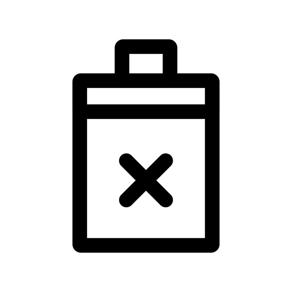 icône de faible puissance avec illustration de symbole de batterie croisée pour les entreprises et la gestion sur fond isolé vecteur