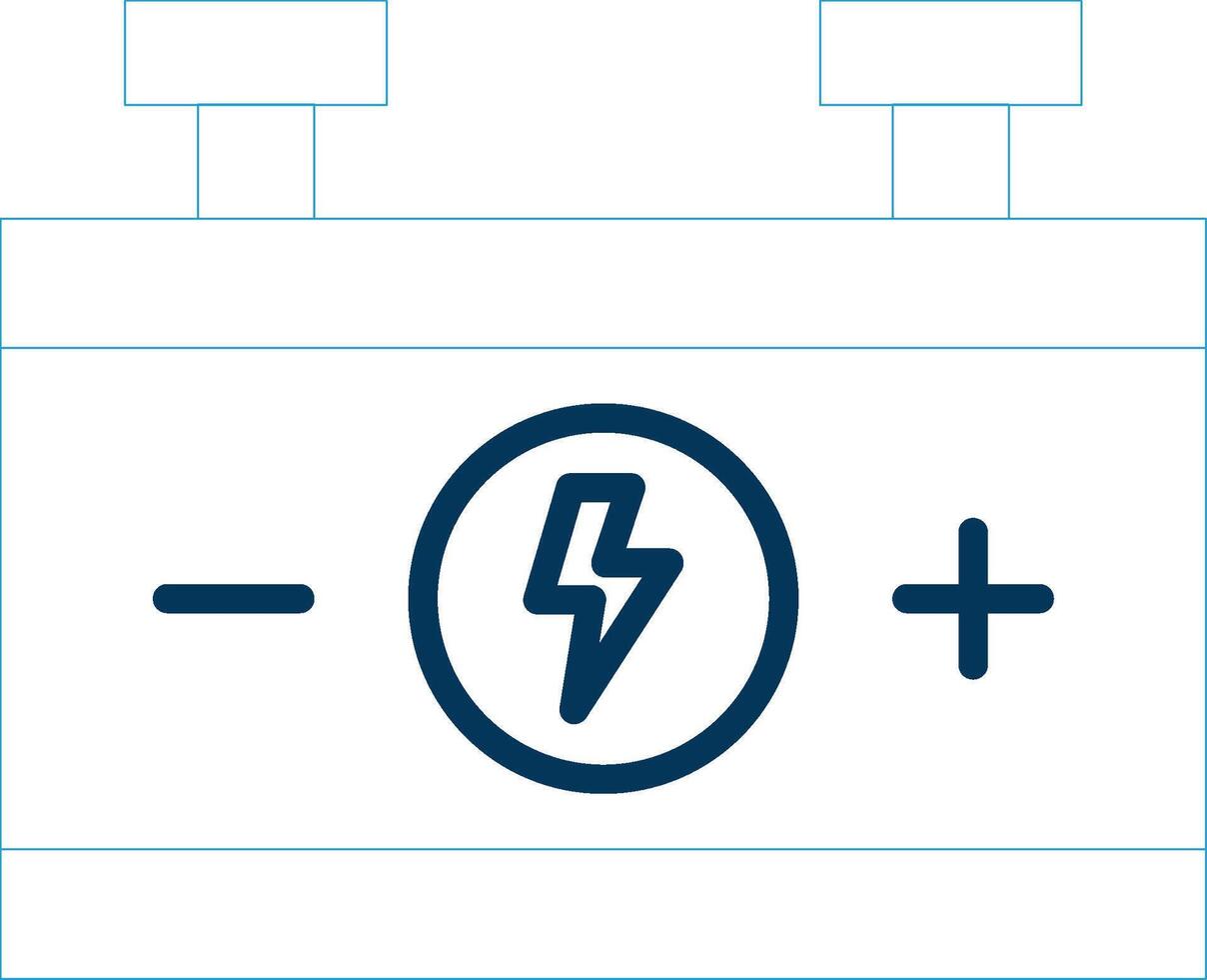 voiture batterie ligne bleu deux Couleur icône vecteur