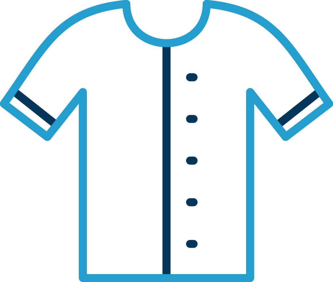 chemise ligne bleu deux Couleur icône vecteur