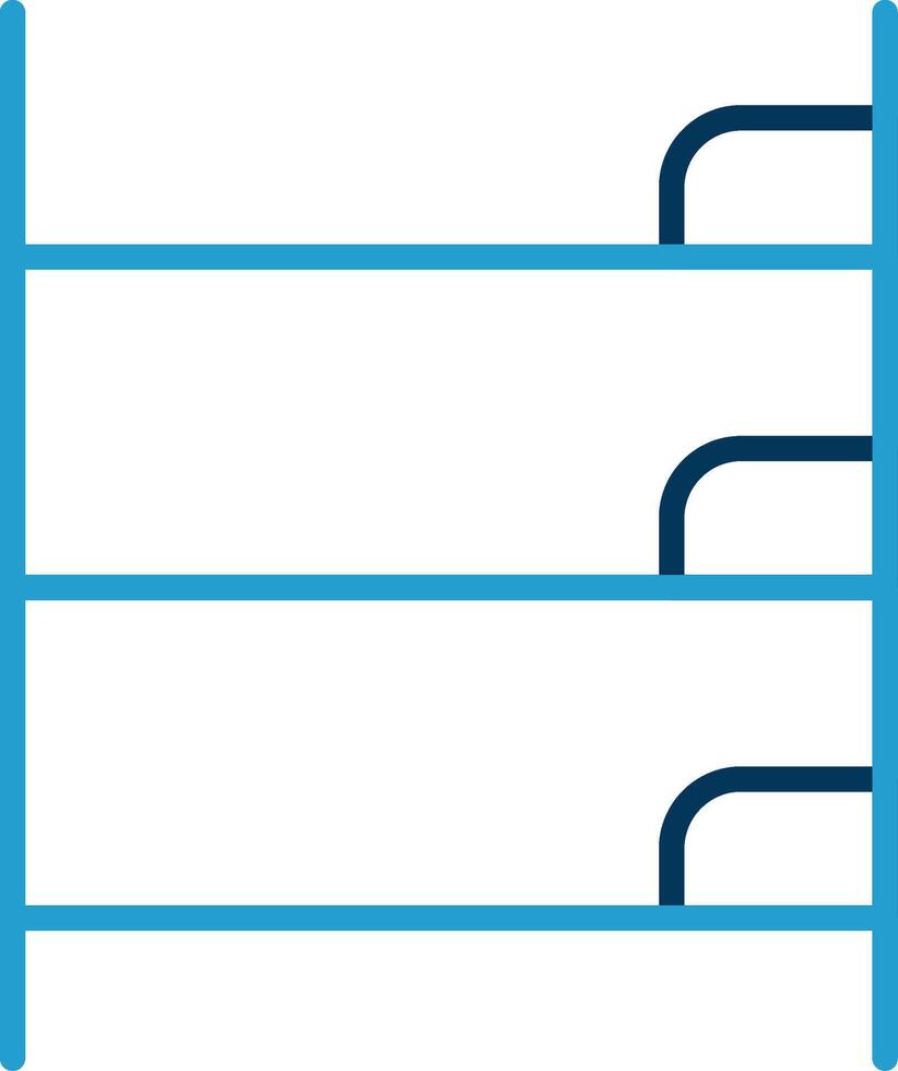 couchette lit ligne bleu deux Couleur icône vecteur