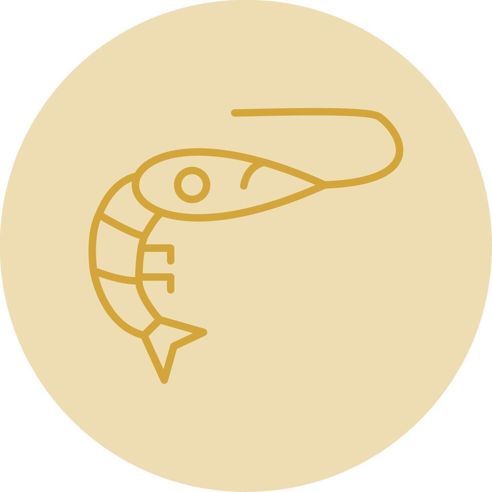 crevette ligne Jaune cercle icône vecteur