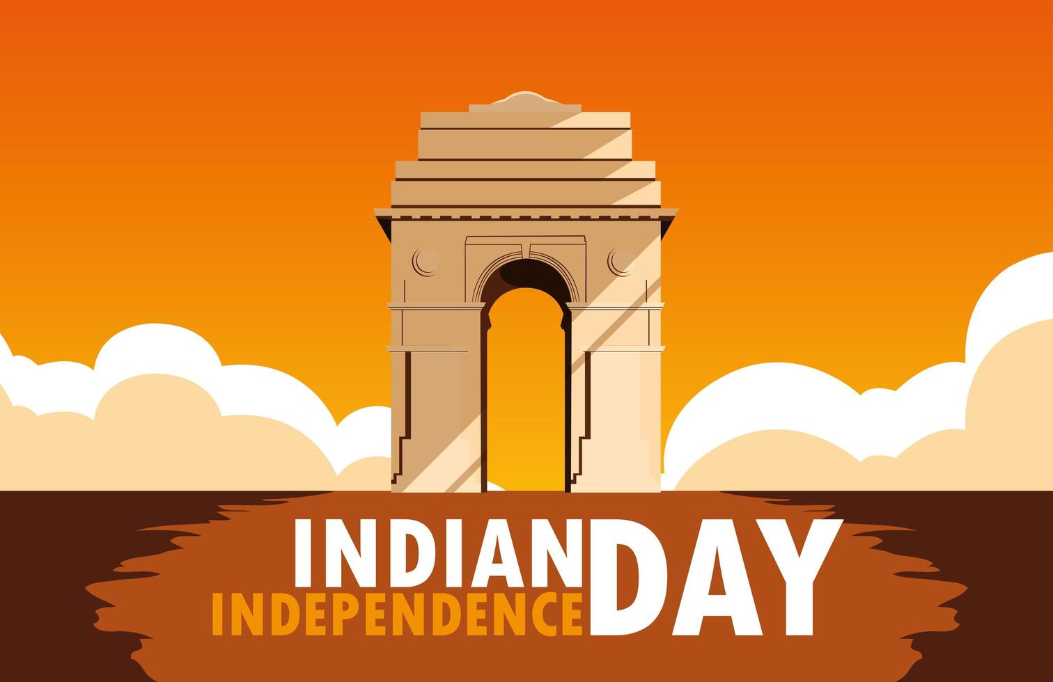 affiche de la fête de lindépendance indienne avec porte de linde vecteur