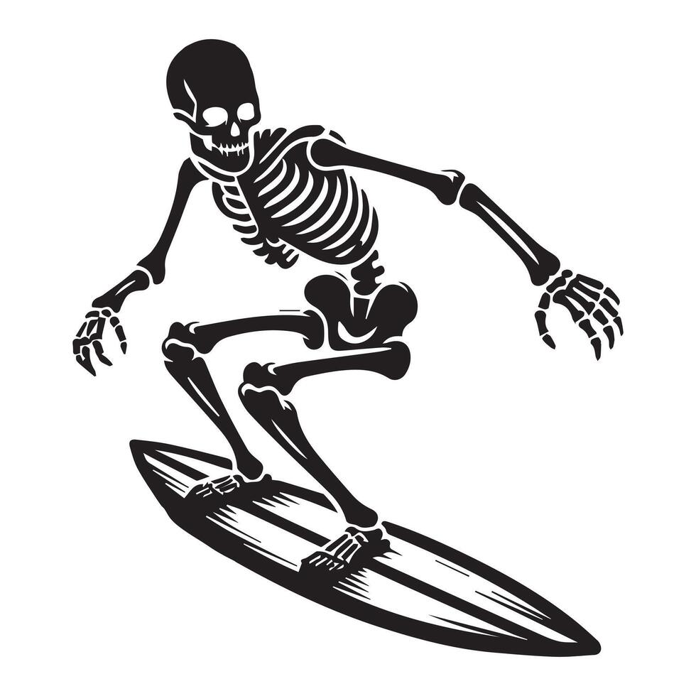 squelette - surfeur squelette haute qualité illustration sur une blanc Contexte vecteur