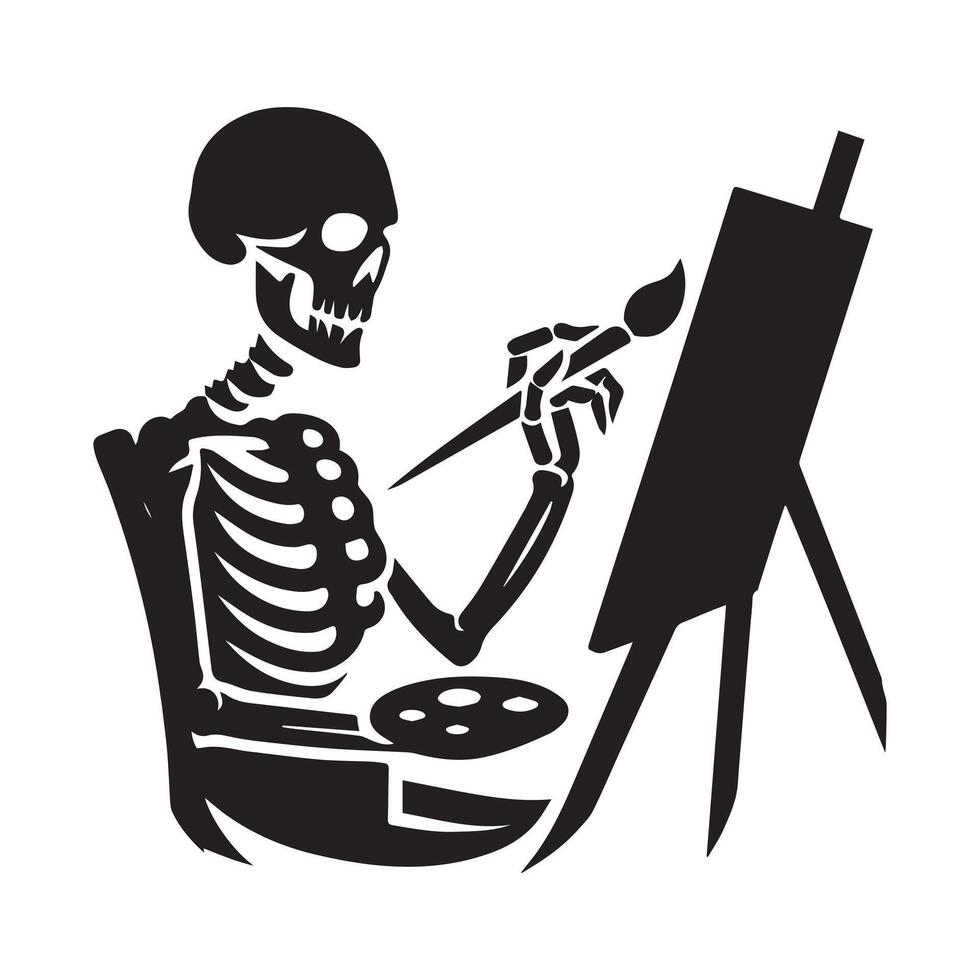 squelette silhouette - artiste squelette La peinture sur une Toile illustration vecteur