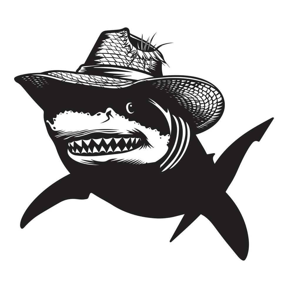agriculteur requin avec une paille chapeau illustration vecteur