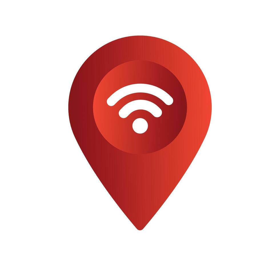 Wifi point broche, emplacement, icône vecteur