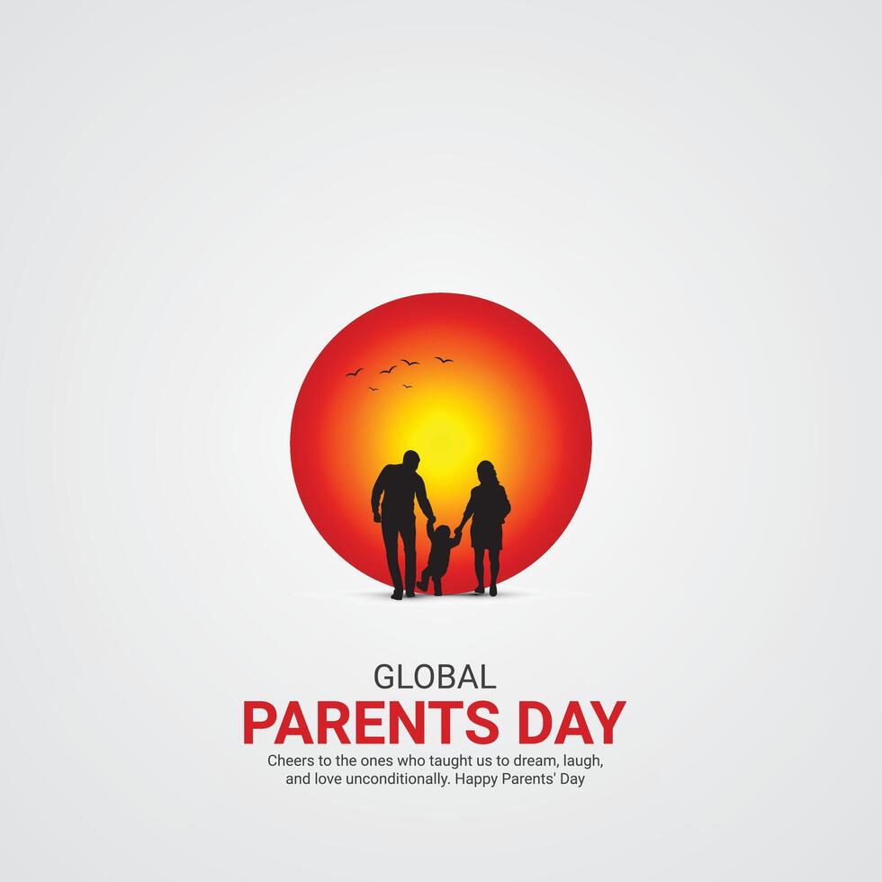 global parents journée. parents journée Créatif les publicités conception juin 1 . social médias affiche, , 3d illustration. vecteur