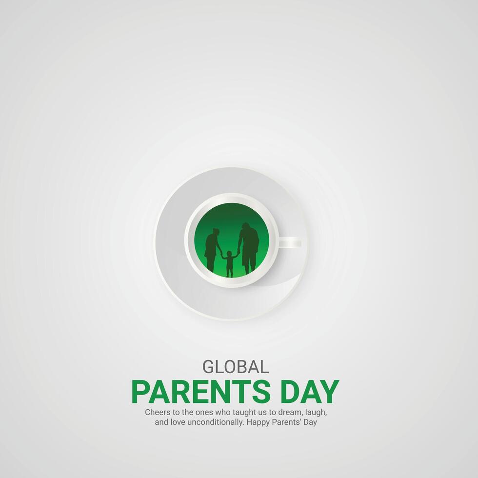 global parents journée. parents journée Créatif les publicités conception juin 1 . social médias affiche, , 3d illustration. vecteur