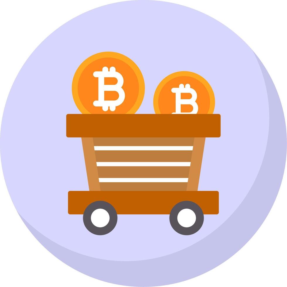 bitcoin chariot plat bulle icône vecteur