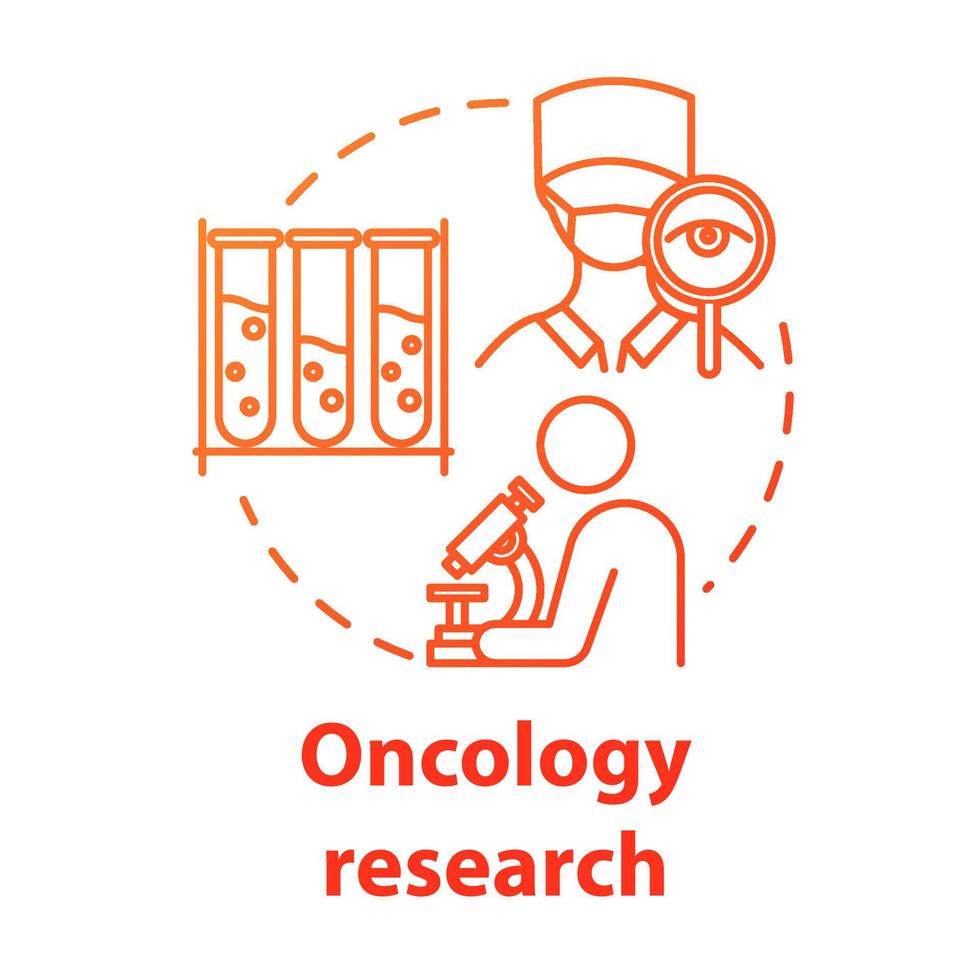 icône de concept de recherche en oncologie. analyse chimique en laboratoire. étude médicale. expériences biotechnologiques idée illustration fine ligne. dessin en couleur rvb contour isolé vecteur