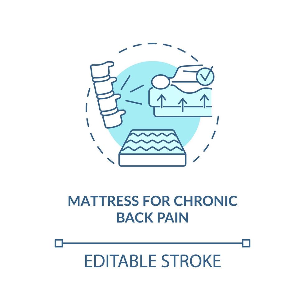 matelas pour l'icône de concept bleu de maux de dos chroniques. soulager les maux de dos idée abstraite fine ligne illustration. prévention de la douleur de la colonne vertébrale supérieure et inférieure. dessin de couleur de contour isolé de vecteur. trait modifiable vecteur