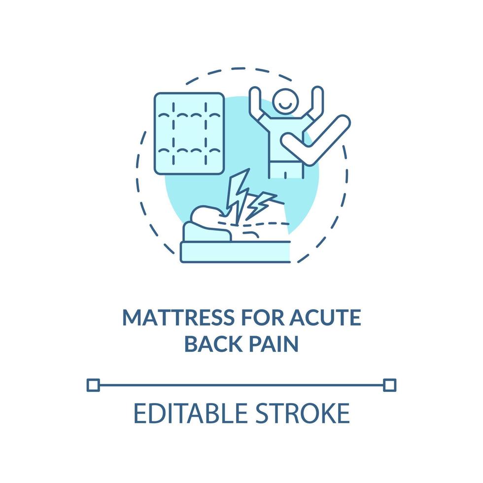 matelas pour l'icône de concept bleu de maux de dos aigus. illustration de fine ligne de type de matelas idée abstraite. prévenir les maux de cou. sommeil confortable. dessin de couleur de contour isolé de vecteur. trait modifiable vecteur