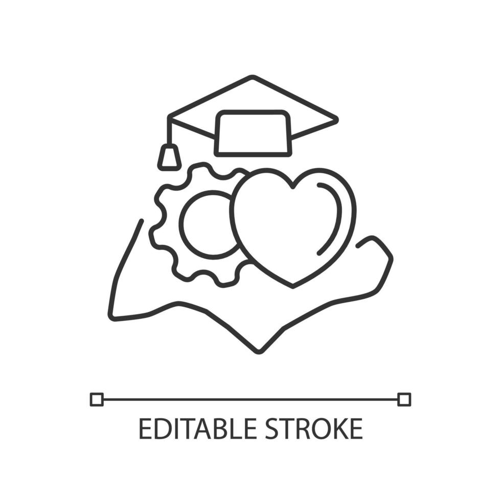 icône linéaire de taux de capital humain élevé. santé, niveau d'éducation à singapour. gestion des ressources humaines. illustration personnalisable de fine ligne. symbole de contour. dessin de contour isolé de vecteur. trait modifiable vecteur