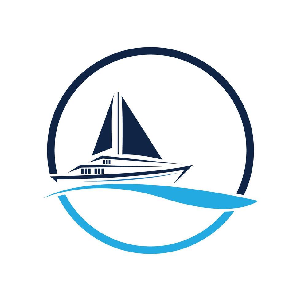 voile bateau yacht logo illustration isolé sur blanche. yacht club logotype vecteur