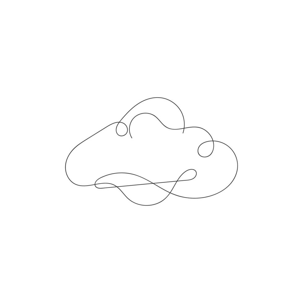 nuage un ligne art, contour conception sur blanc Contexte vecteur