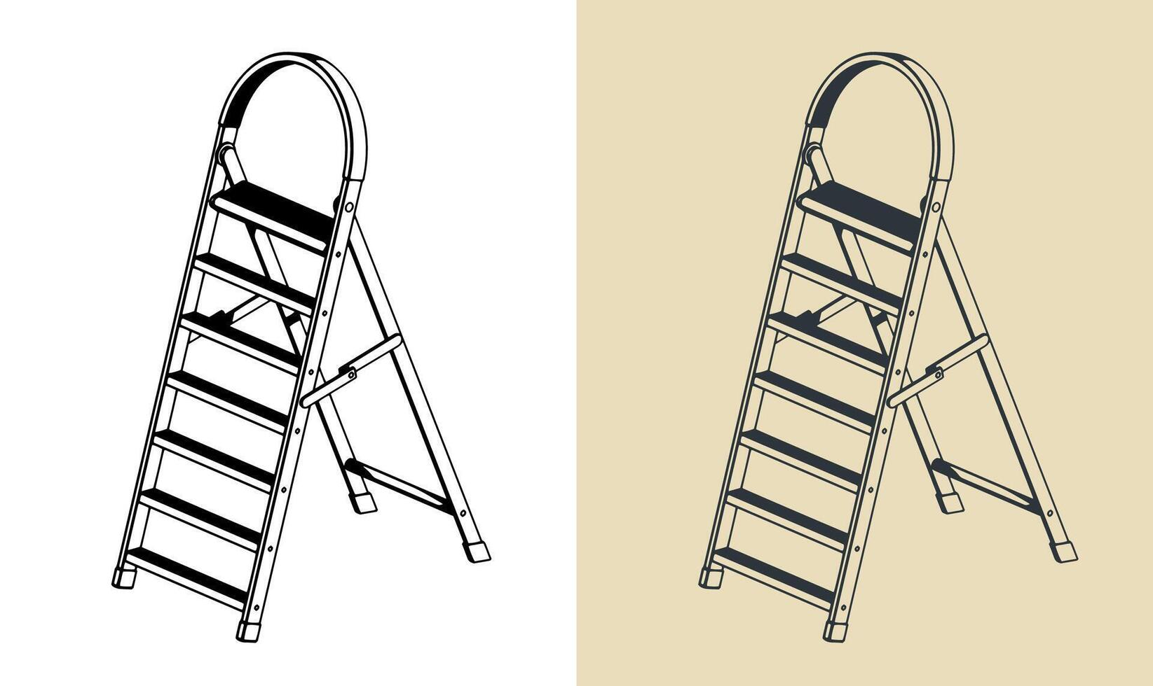 pliant étape échelle des illustrations vecteur