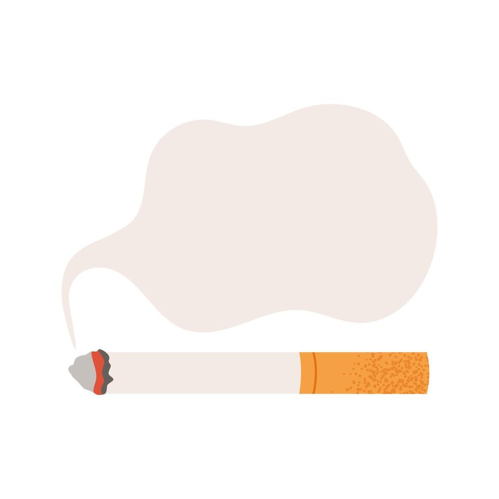 cigarette avec nuage de fumée. isolé illustration plat conception. modèle pour votre texte. vecteur