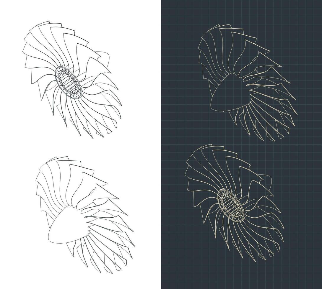 turbine lames isométrique dessins vecteur