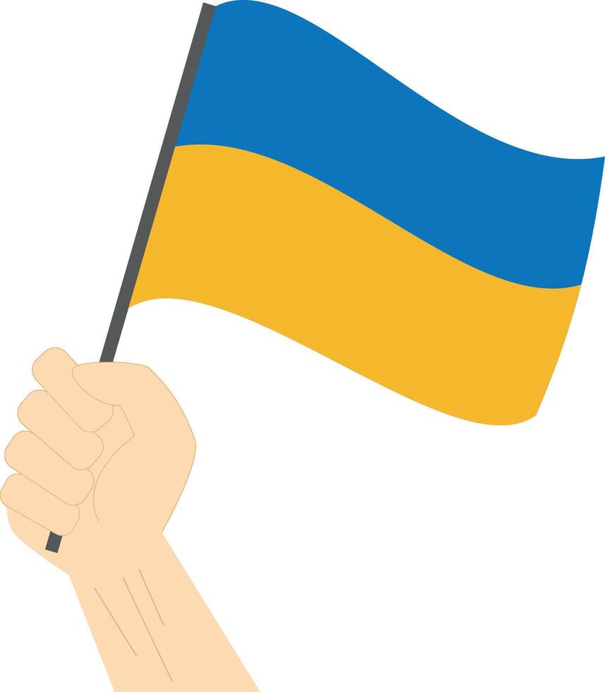 main en portant et élevage le nationale drapeau de Ukraine vecteur