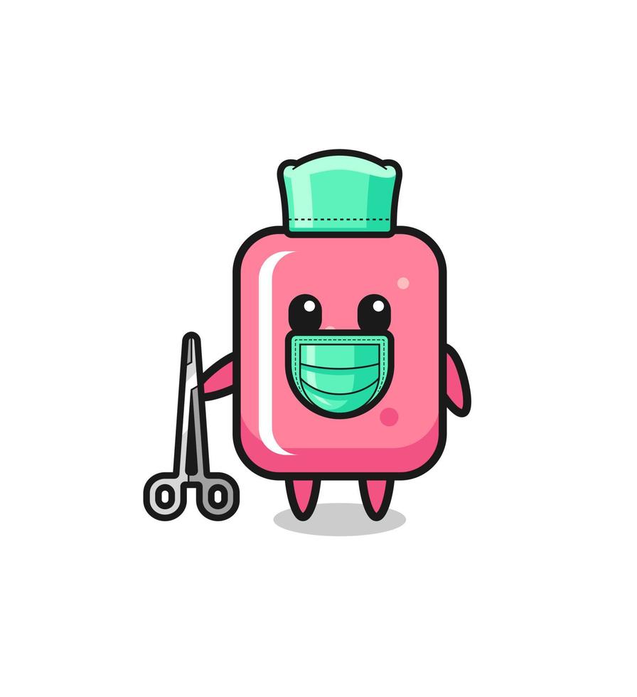 personnage de mascotte de chewing-gum de chirurgien vecteur
