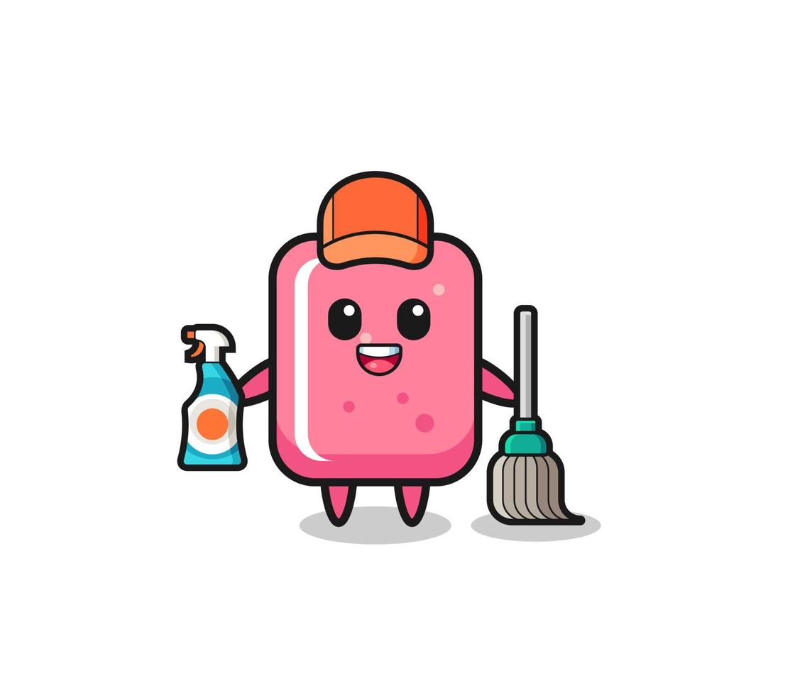 personnage mignon de chewing-gum comme mascotte des services de nettoyage vecteur