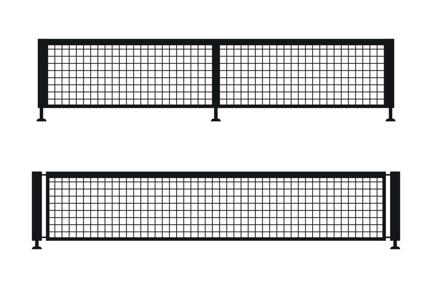 deux noir pickleball filets icône. silhouette illustration sur blanc Contexte vecteur