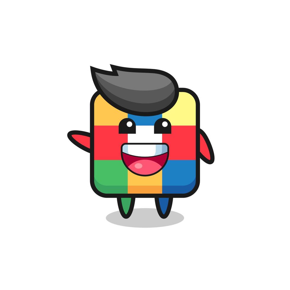 Happy cube puzzle personnage mascotte mignon vecteur