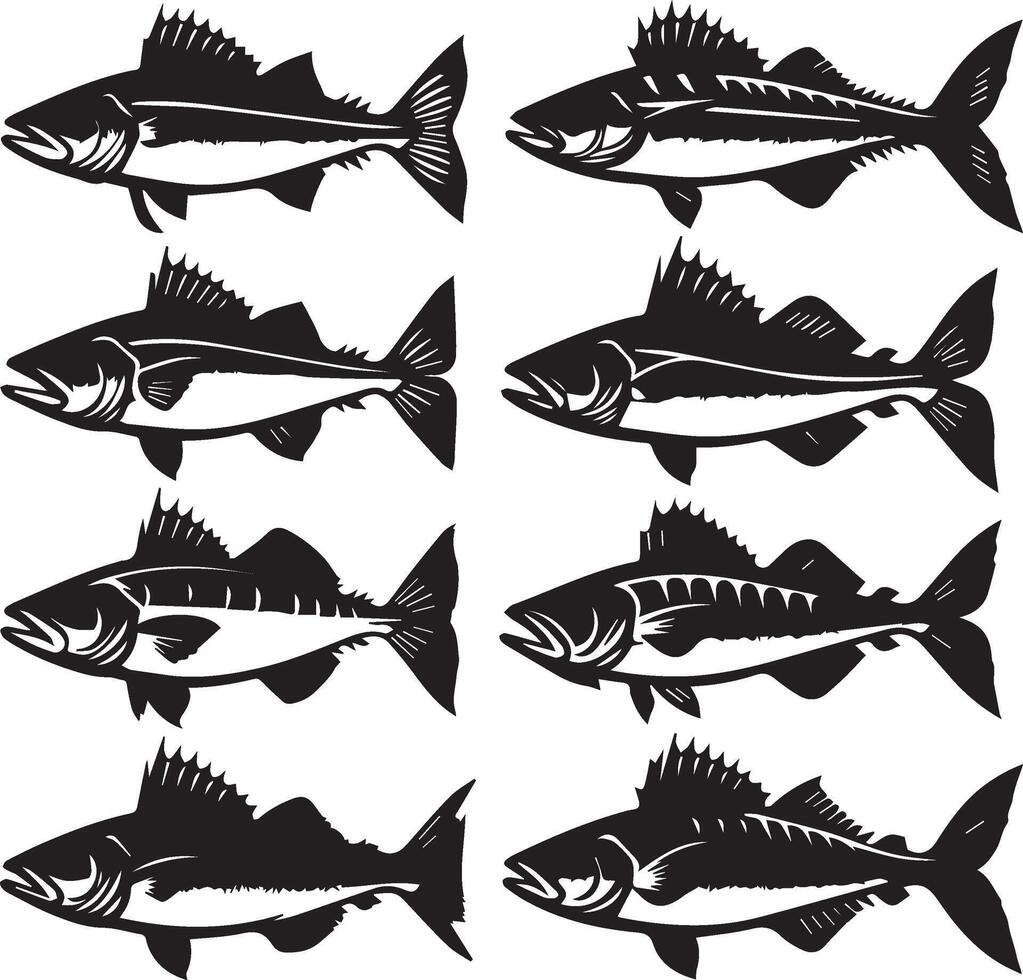 mer poisson silhouette isolé sur blanc Contexte. mer poisson logo vecteur