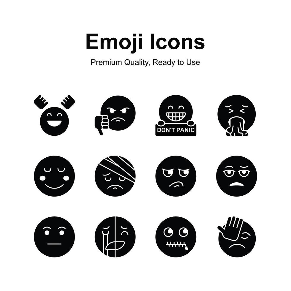 mignonne emoji expressions, émoticônes Icônes ensemble vecteur